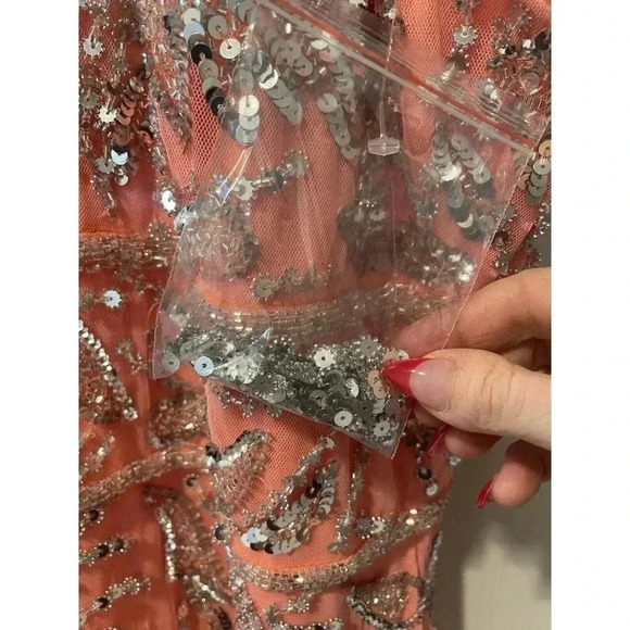 NEW Mac Duggal 6030 Sequin Punge Cutout Back Gown SZ 10 ($598) Coral - Picture 13 of 13
